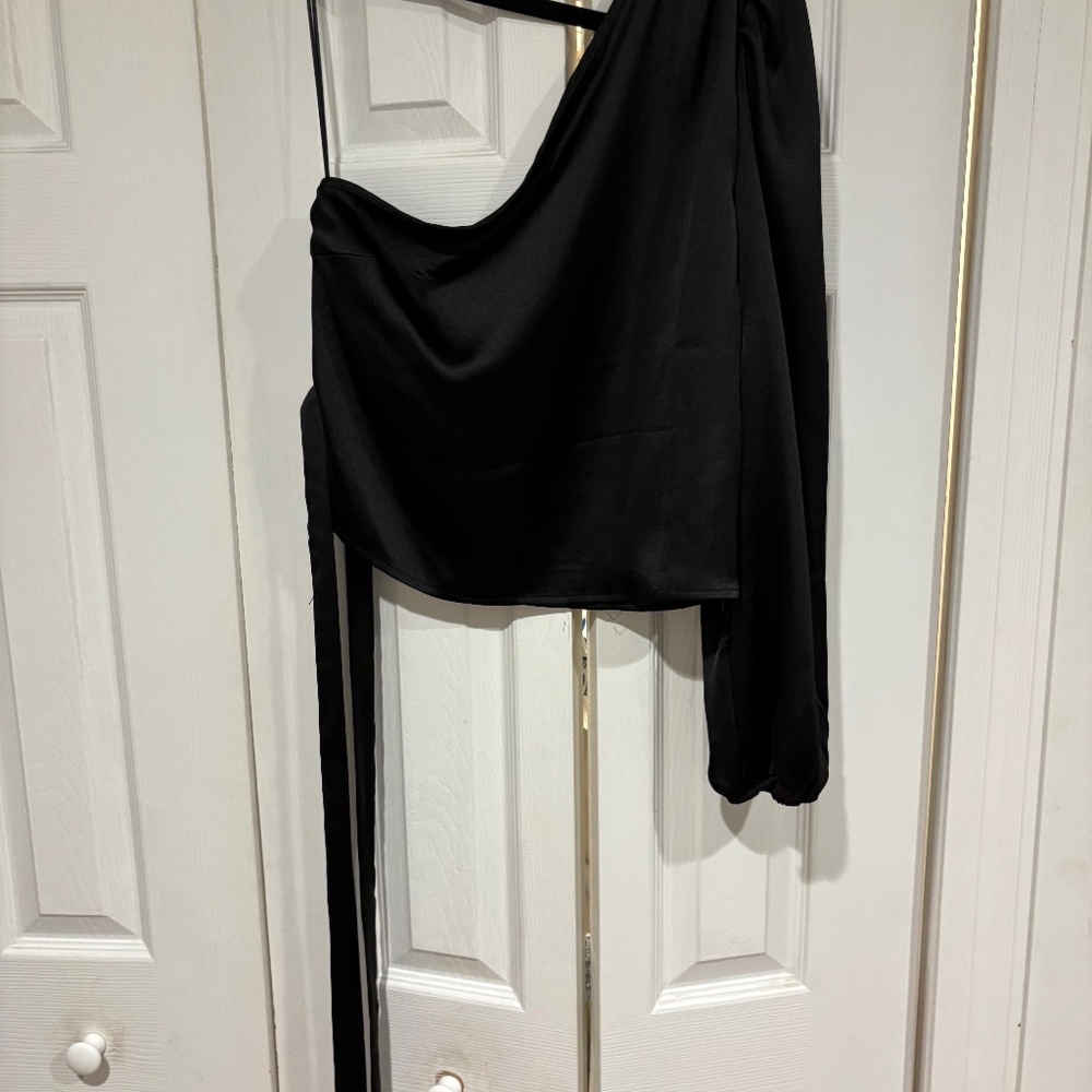 Rachel Zoe, one shoulder black satin top